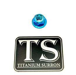 M8 Titanium Grade 5 DIN 6923 Hex Flange Nut · Titanium Surron, teal