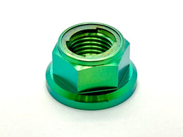 Titanium Reverse Thread Nut M12 — Sotion/Torp Motor · Titanium Surron, green