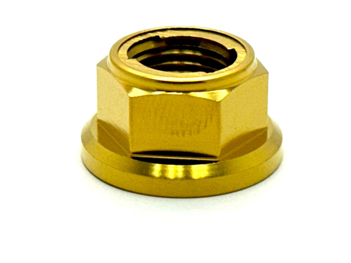Titanium Reverse Thread Nut M12 — Sotion/Torp Motor · Titanium Surron, gold