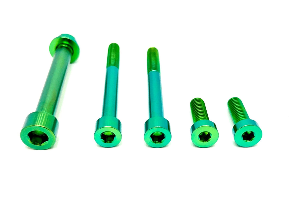 Talaria MX3/MX4 6-Piece Motor/Gearbox Titanium Kit · Titanium Surron, green