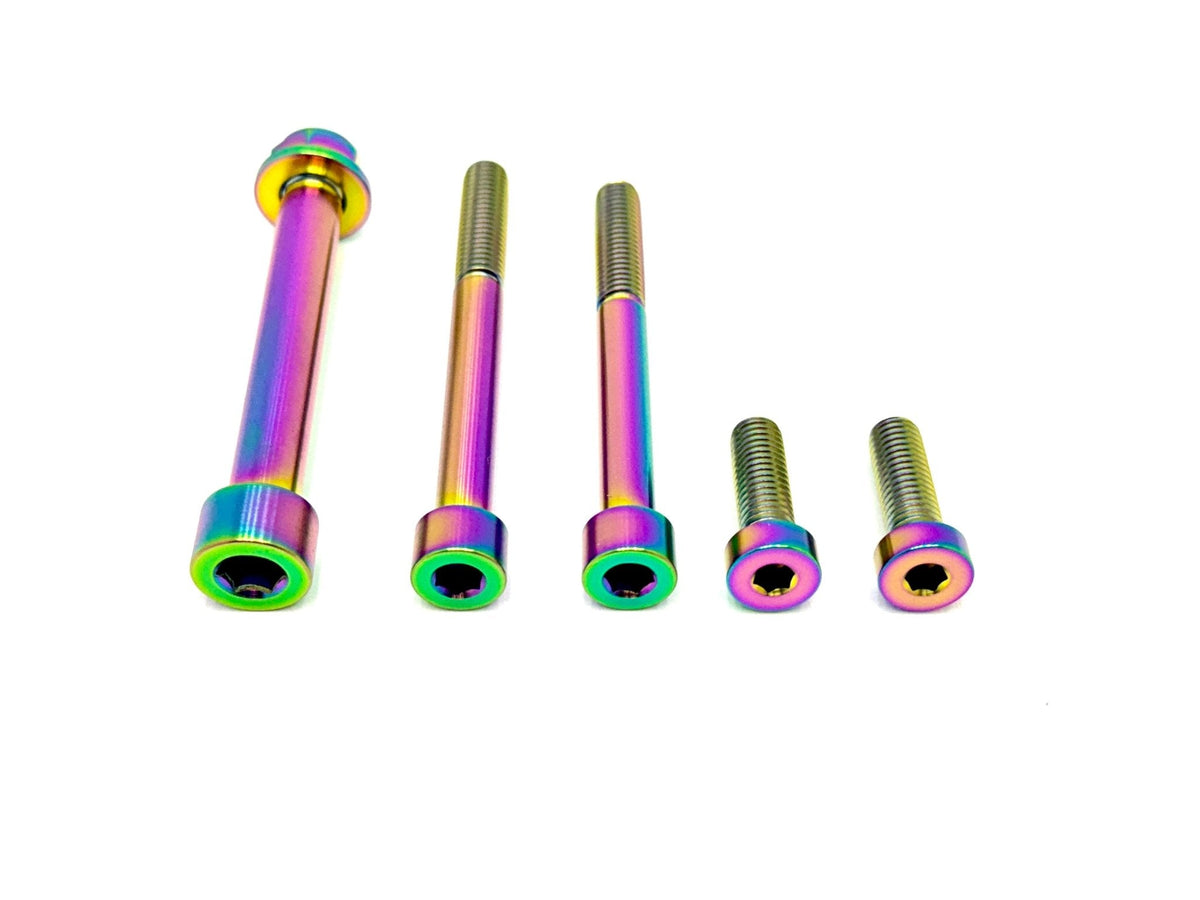 Talaria MX3/MX4 6-Piece Motor/Gearbox Titanium Kit · Titanium Surron, rainbow