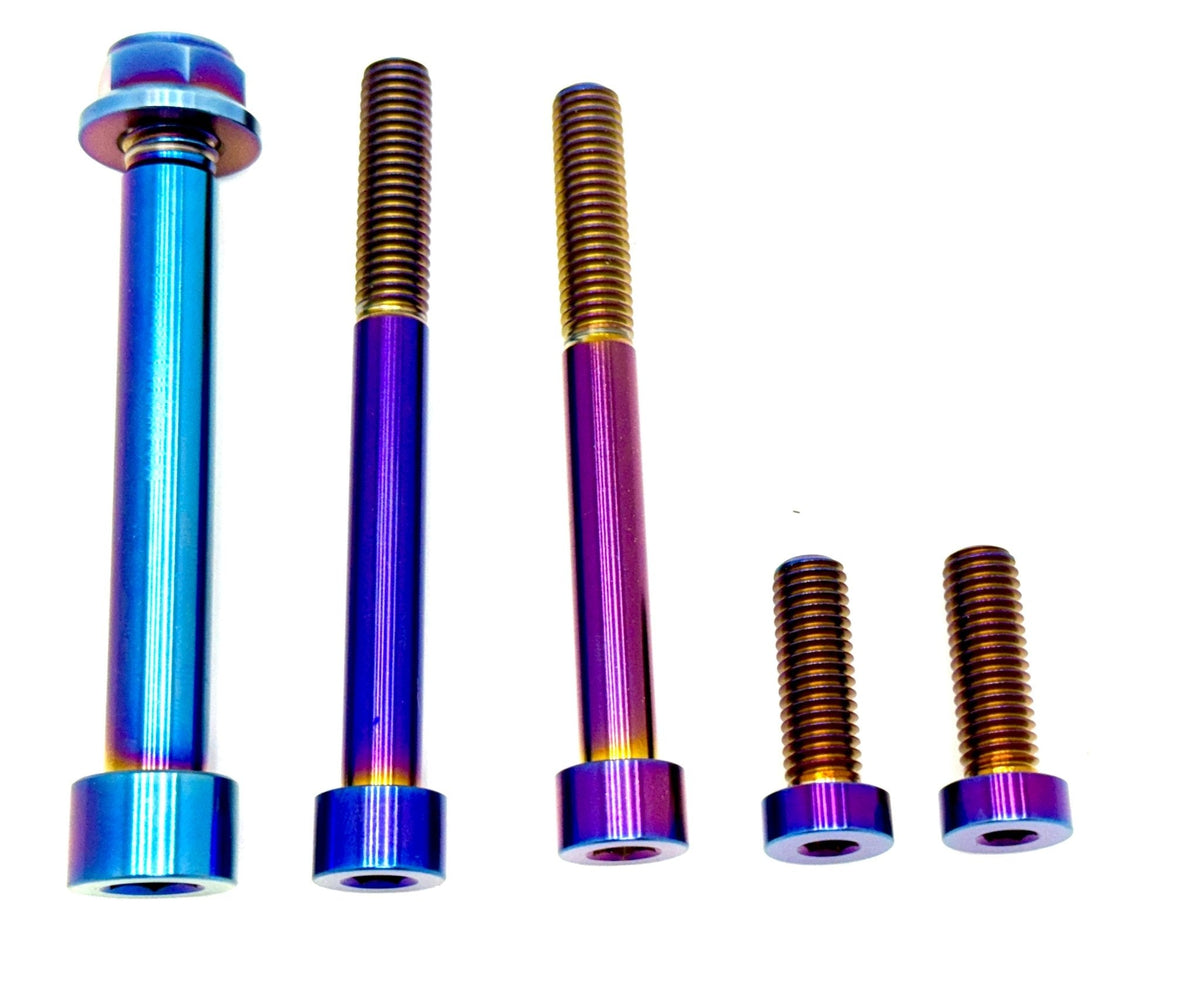 Talaria MX3/MX4 6-Piece Motor/Gearbox Titanium Kit · Titanium Surron, burnt blue