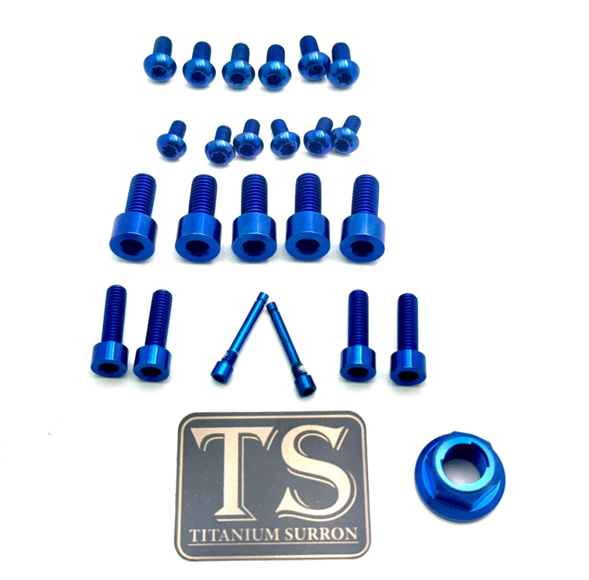 Titanium Front and Rear Wheel Bolt Kit for E-Ride Pro SS, blue