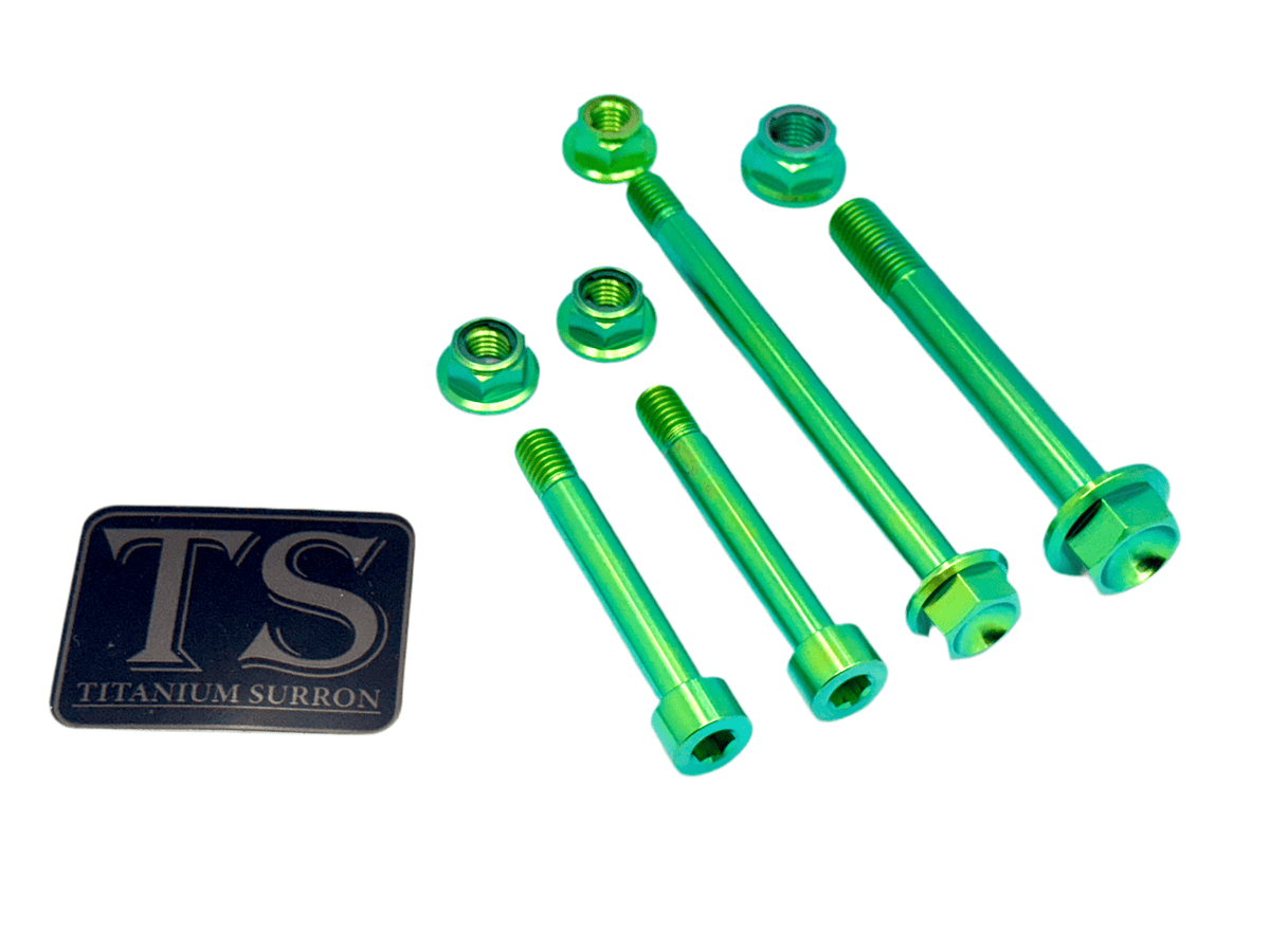 Titanium Motor Mount Bolt Kit for Altis Sigma · Titanium Surron, green