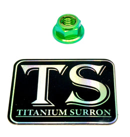 M8 Titanium Grade 5 DIN 6923 Hex Flange Nut · Titanium Surron, green