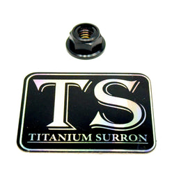 M8 Titanium Grade 5 DIN 6923 Hex Flange Nut · Titanium Surron, black