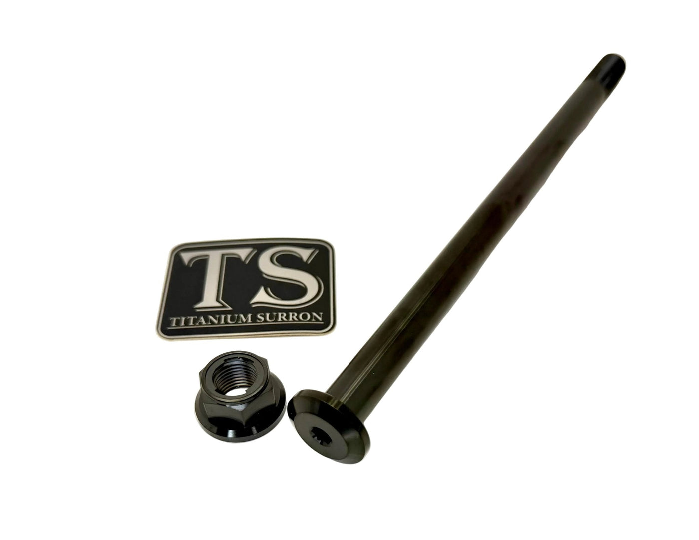 Titanium Rear Axle and Nut - Yozma IN10 · Titanium Surron, black
