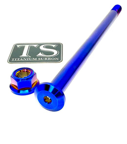 Titanium Rear Axle and Nut - Yozma IN10 · Titanium Surron, burnt blue