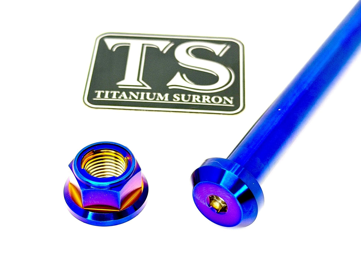 Titanium Rear Axle/ Nut - E-Ride Pro (all models) · Titanium Surron, burnt blue