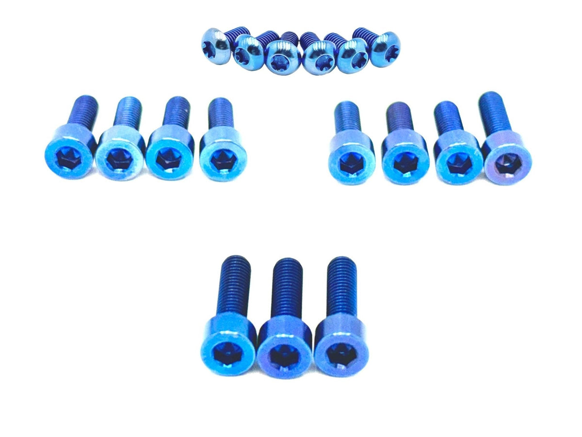 Titanium RFloXa Hawk 35 Pro and Max Fork Bolt Kits (21 pcs) · Titanium Surron, blue