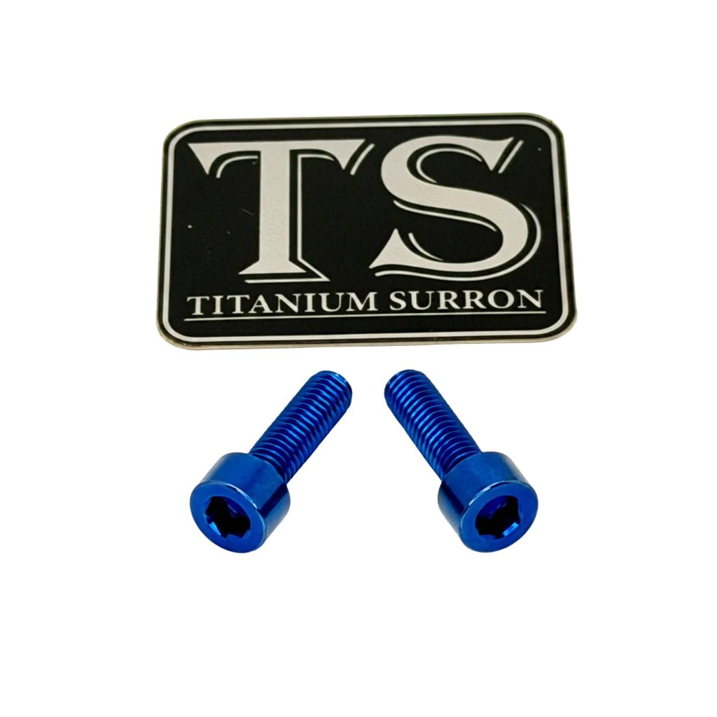 Titanium Surron Ultra Bee Headlight Bracket bolts by Prickly for Baja…, blue
