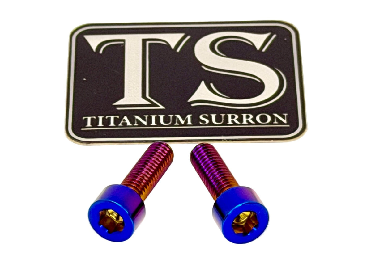Titanium Surron Ultra Bee Headlight Bracket bolts by Prickly for Baja…, burnt blue