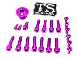 Titanium Surron Ultra Bee OEM Fork Bolt Kit · Titanium Surron, purple