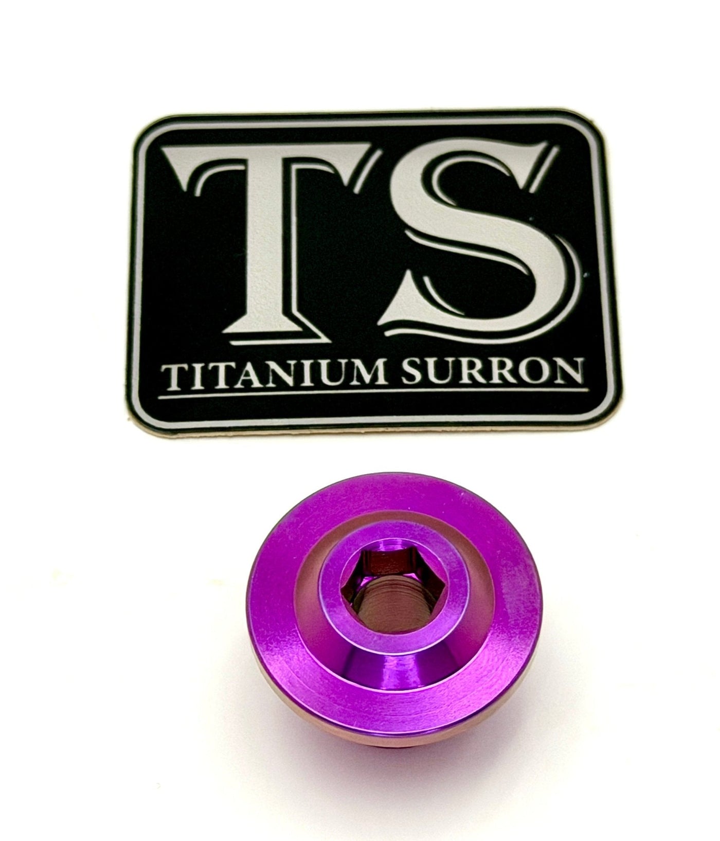 Titanium Surron Ultra Bee OEM KKE Fork Axle End-Bolt · Titanium Surron, purple