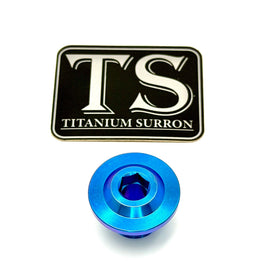 Titanium Surron Ultra Bee OEM KKE Fork Axle End-Bolt · Titanium Surron, teal