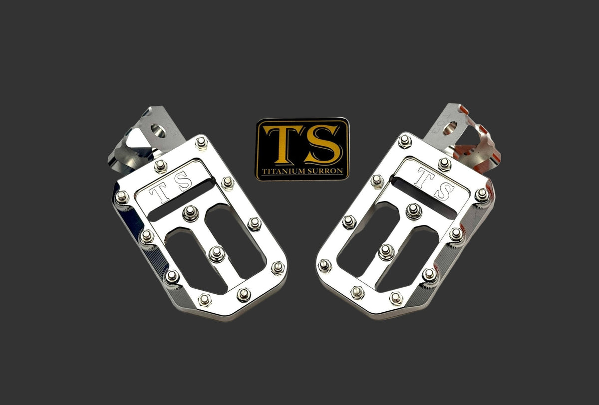 TS Custom Foot Pegs w/ Titanium Grips for Surron and Most Light for E-Ride…, view 1
